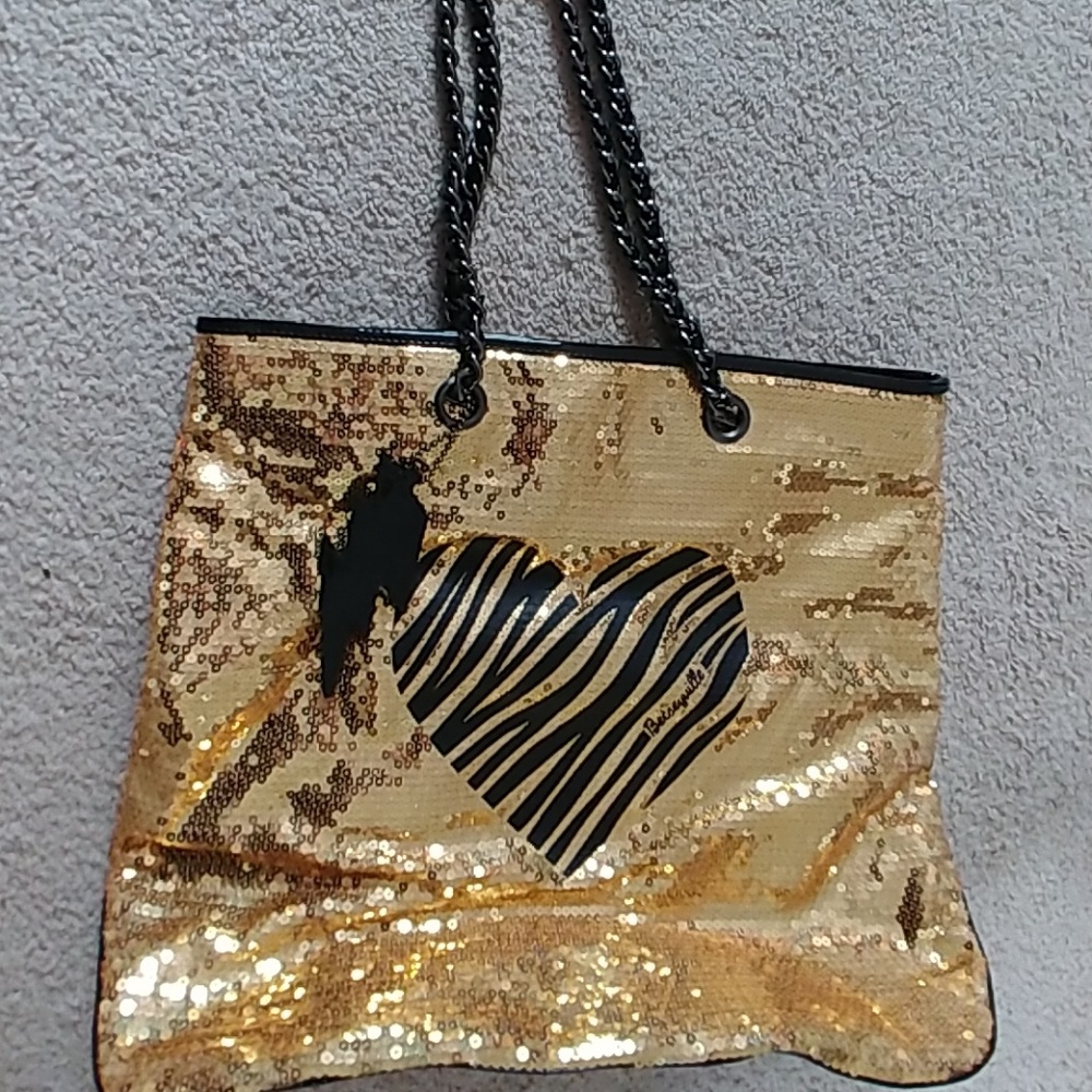 Betsy Johnson Betsyville Gold Sequin Tote Bag